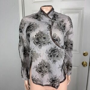 dosa Women's Shirt 1 XS Lagenlook Bohemian Long sleeve Floral Tie Asian EE21